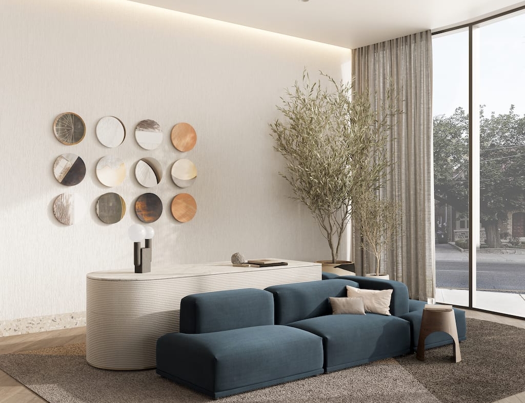 Rendering of Craft Residences lobby public area