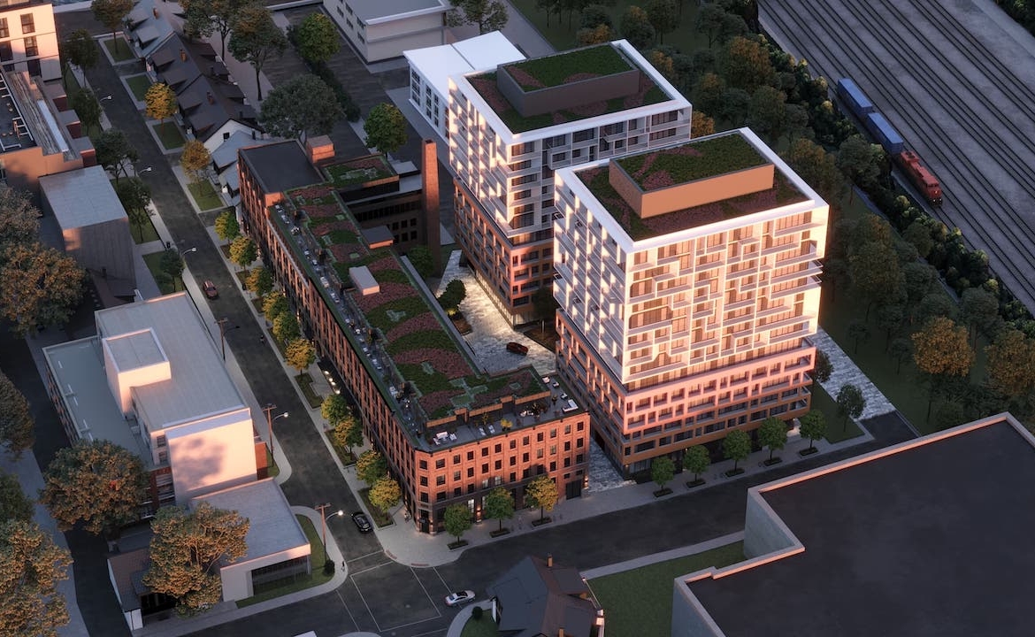 Rendering of The Essery Condos exterior aerial