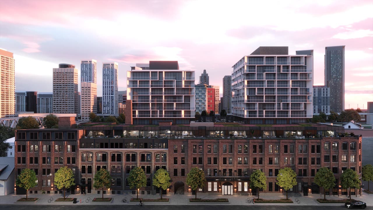 Rendering of The Essery Condos exterior side view