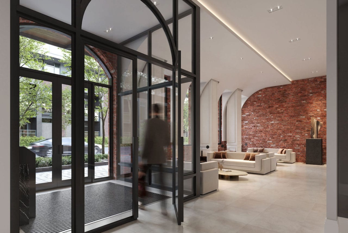 Rendering of The Essery Condos interior lobby