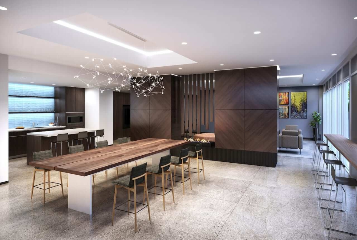 Rendering of Lake Pointe Condos entertainment room