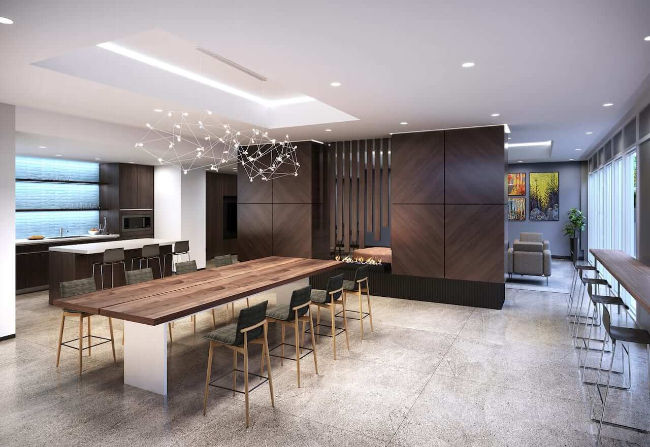 Rendering of Lake Pointe Condos entertainment room