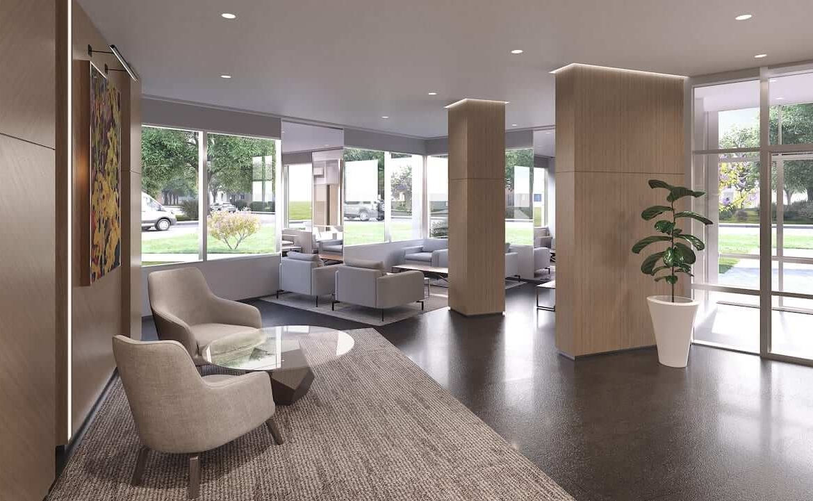 Rendering of Lake Pointe Condos lobby lounge
