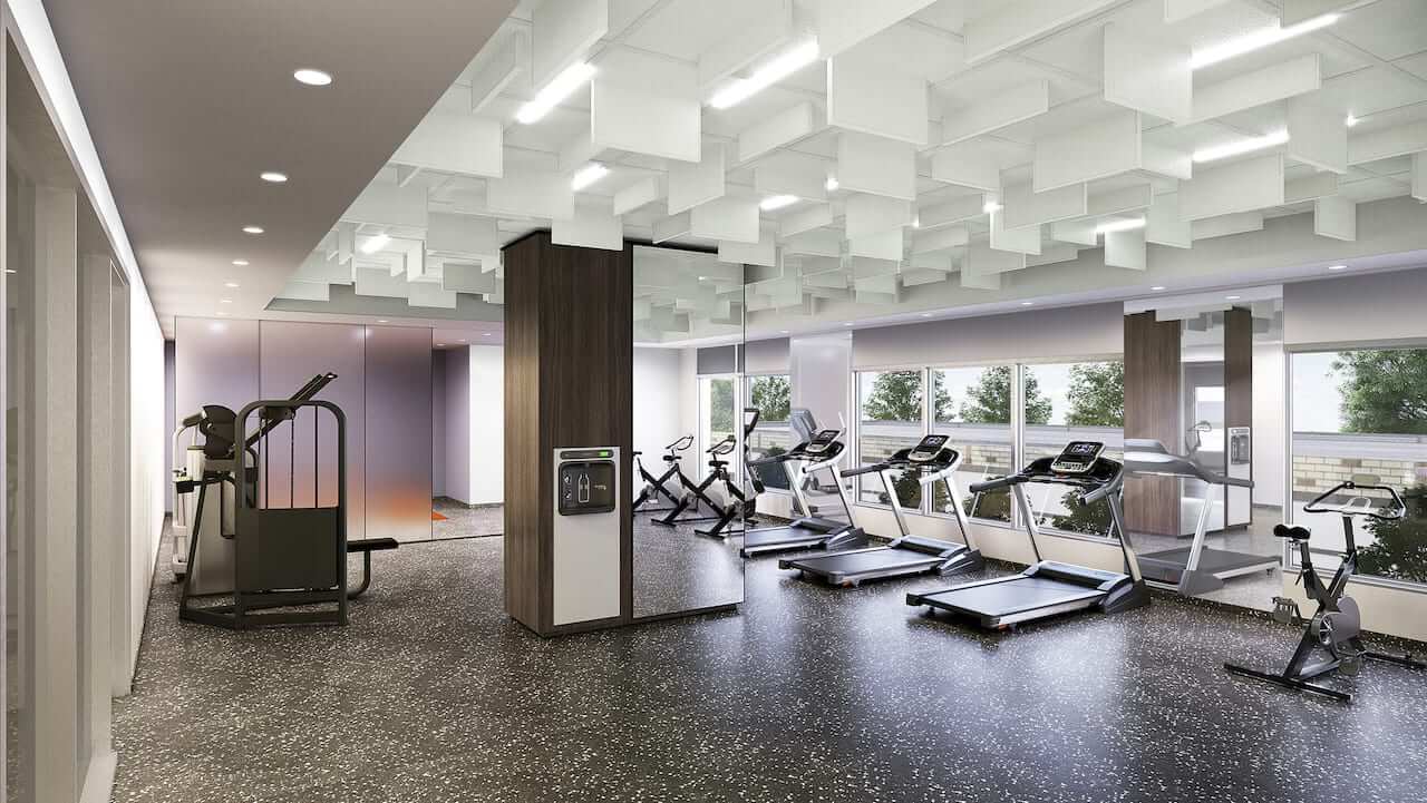 Rendering of Lake Pointe Condos wellness and fitness centre