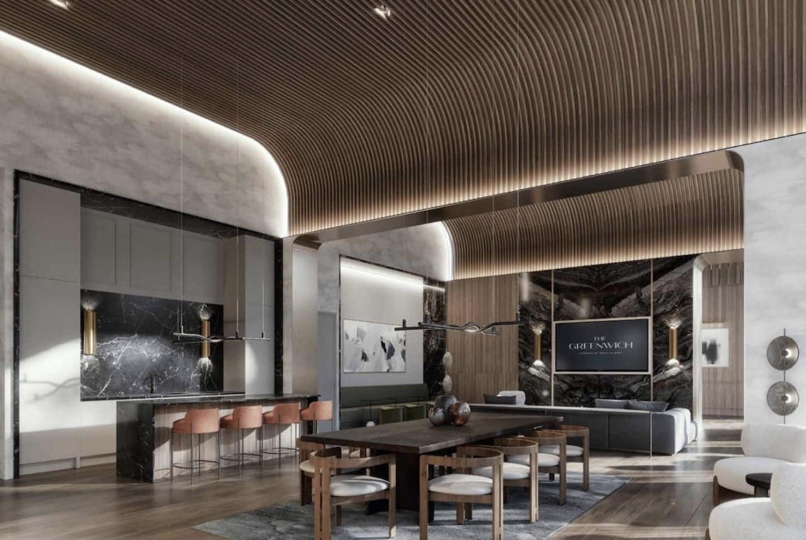 Rendering of The Greenwich Condos party room interior