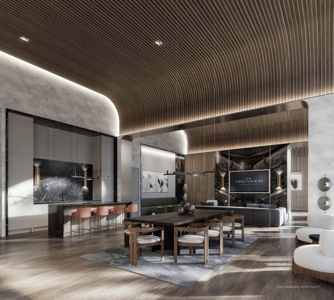 Rendering of The Greenwich Condos party room interior