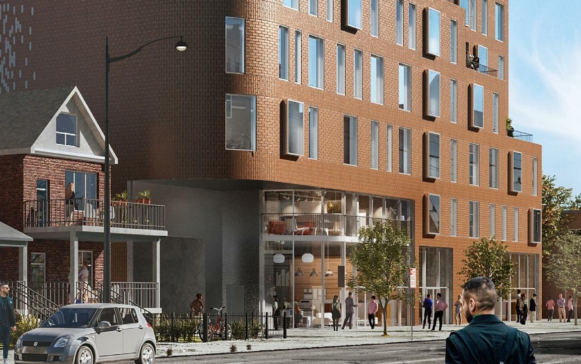 Rendering of Craft Residences exterior close up lower half