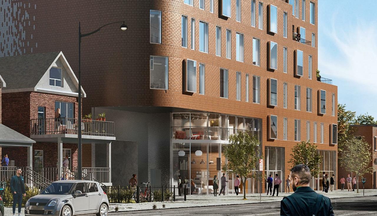 Rendering of Craft Residences exterior close up lower half