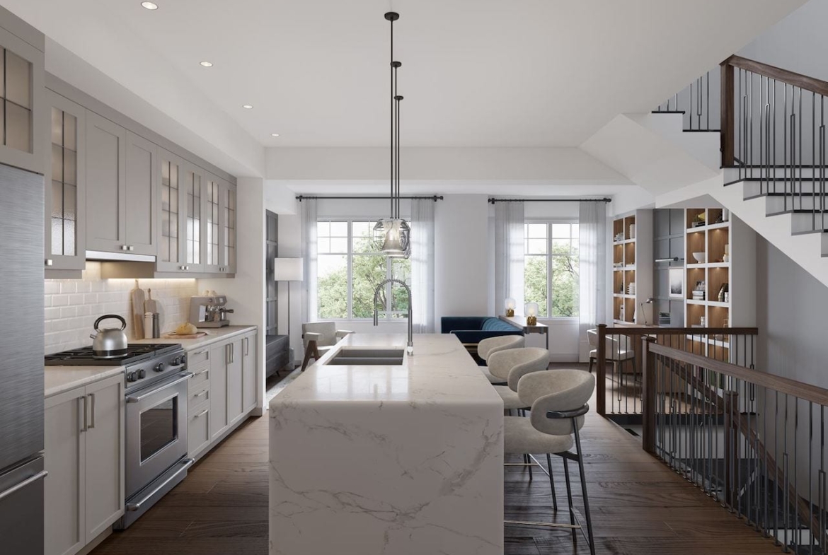 Rendering of Queens Lane Towns interior kitchen