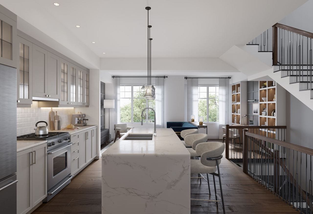 Rendering of Queens Lane Towns interior kitchen