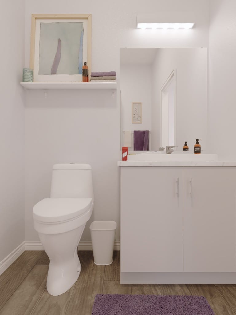 Rendering of The W Condos suite interior bathroom