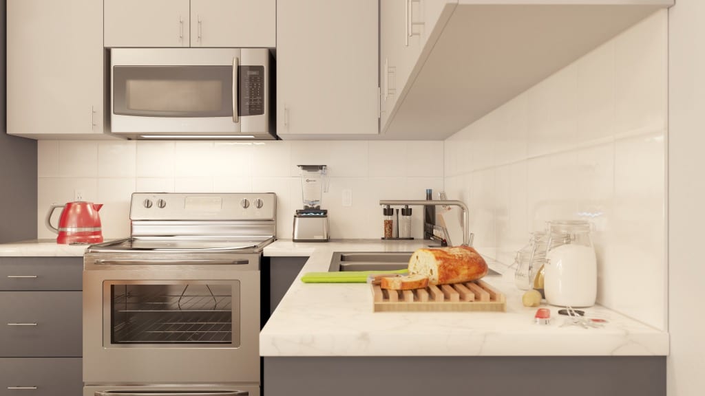 Rendering of The W Condos suite interior kitchen