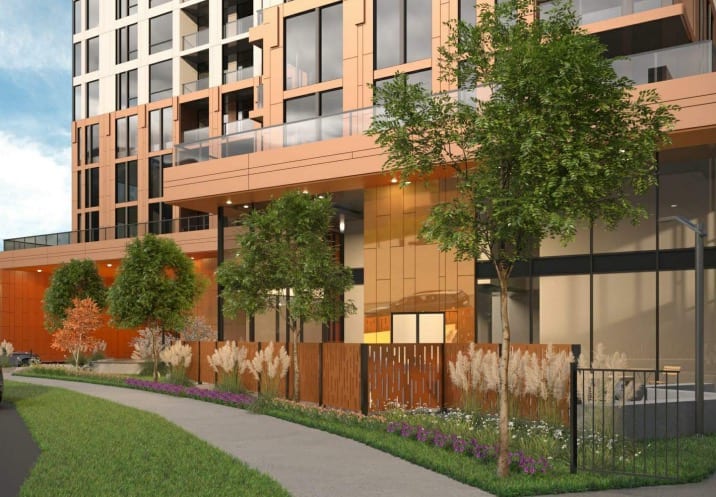 Rendering of 26 Hounslow Condos exterior walking path