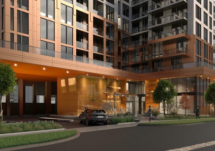 Rendering of 26 Hounslow Condos exterior parking garage access
