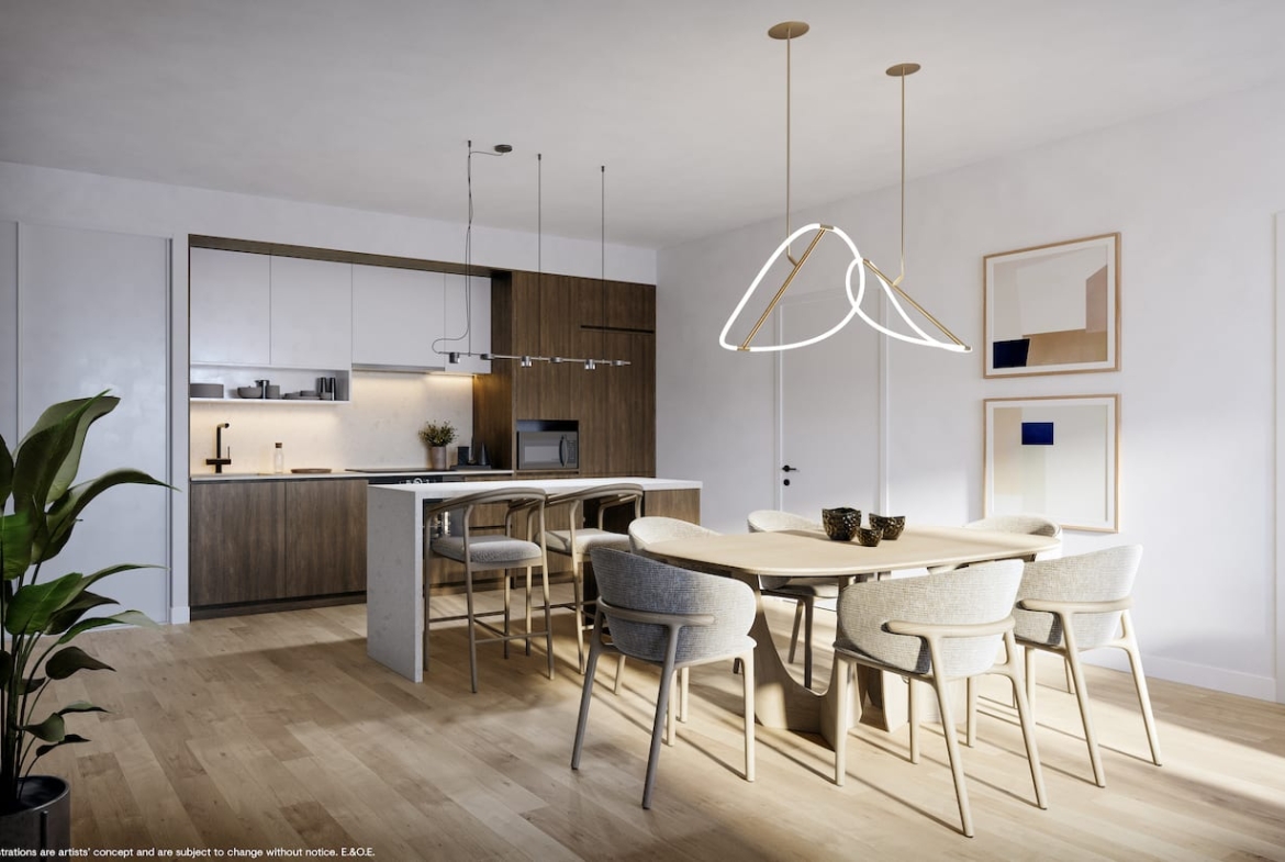Rendering of CAVO Condos interior suite kitchen