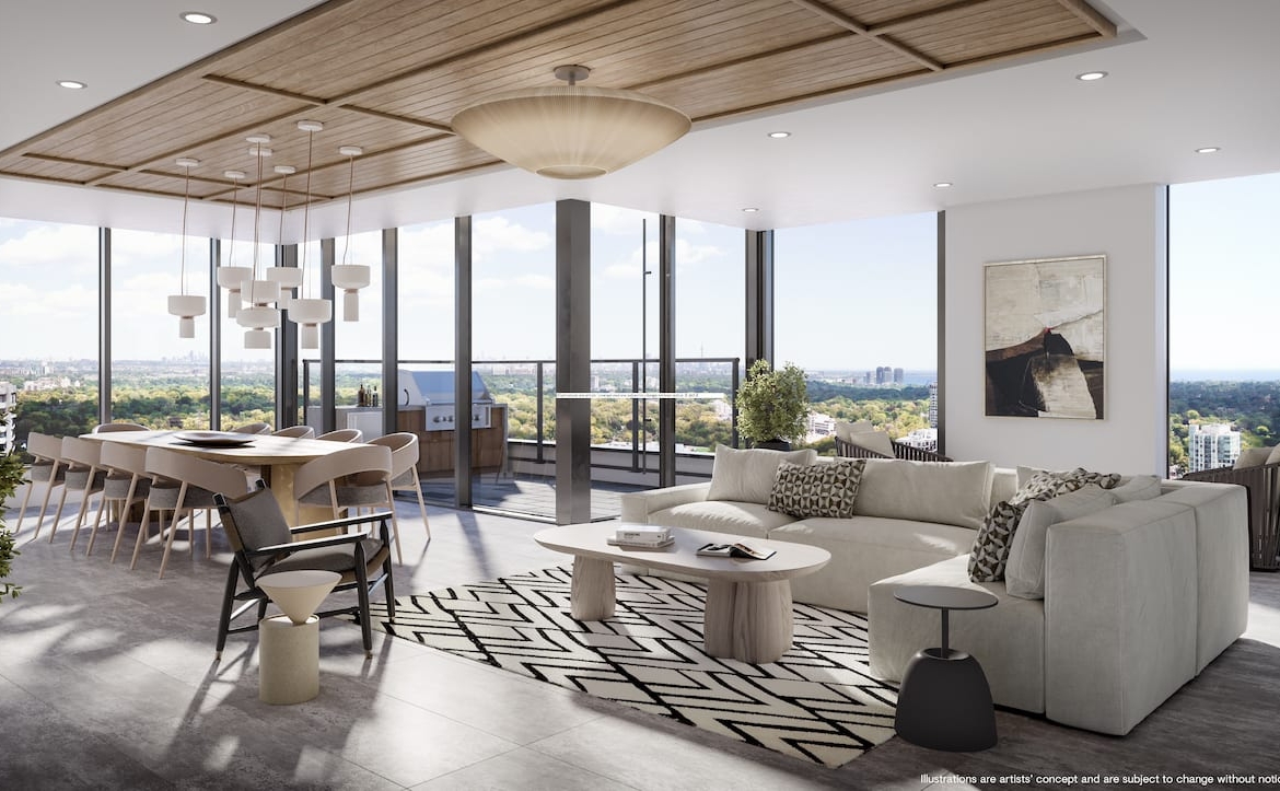 Rendering of CAVO Condos interior social lounge