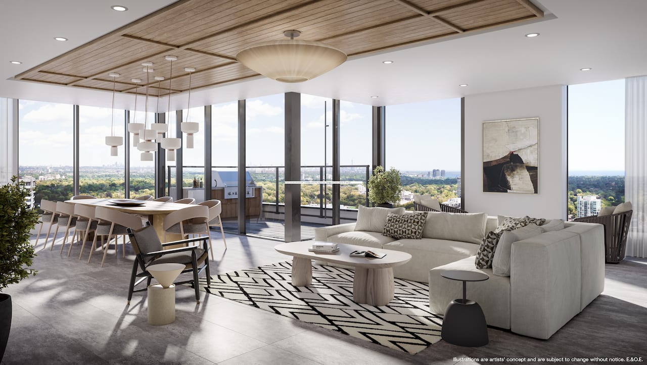 Rendering of CAVO Condos interior social lounge