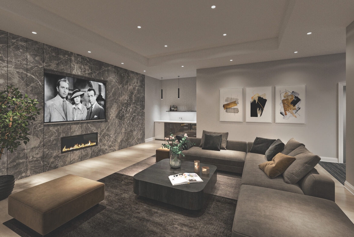 Rendering of Gemini Condos movie room