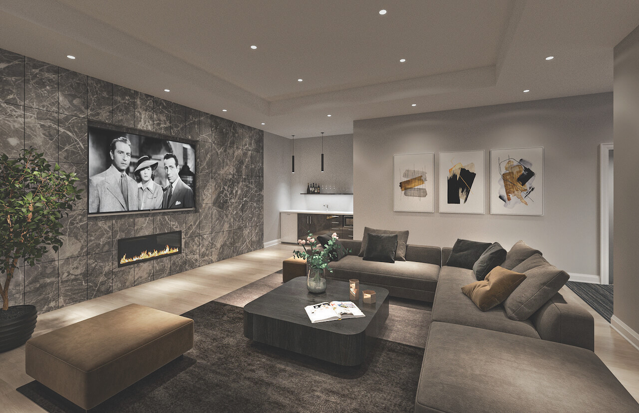 Rendering of Gemini Condos movie room