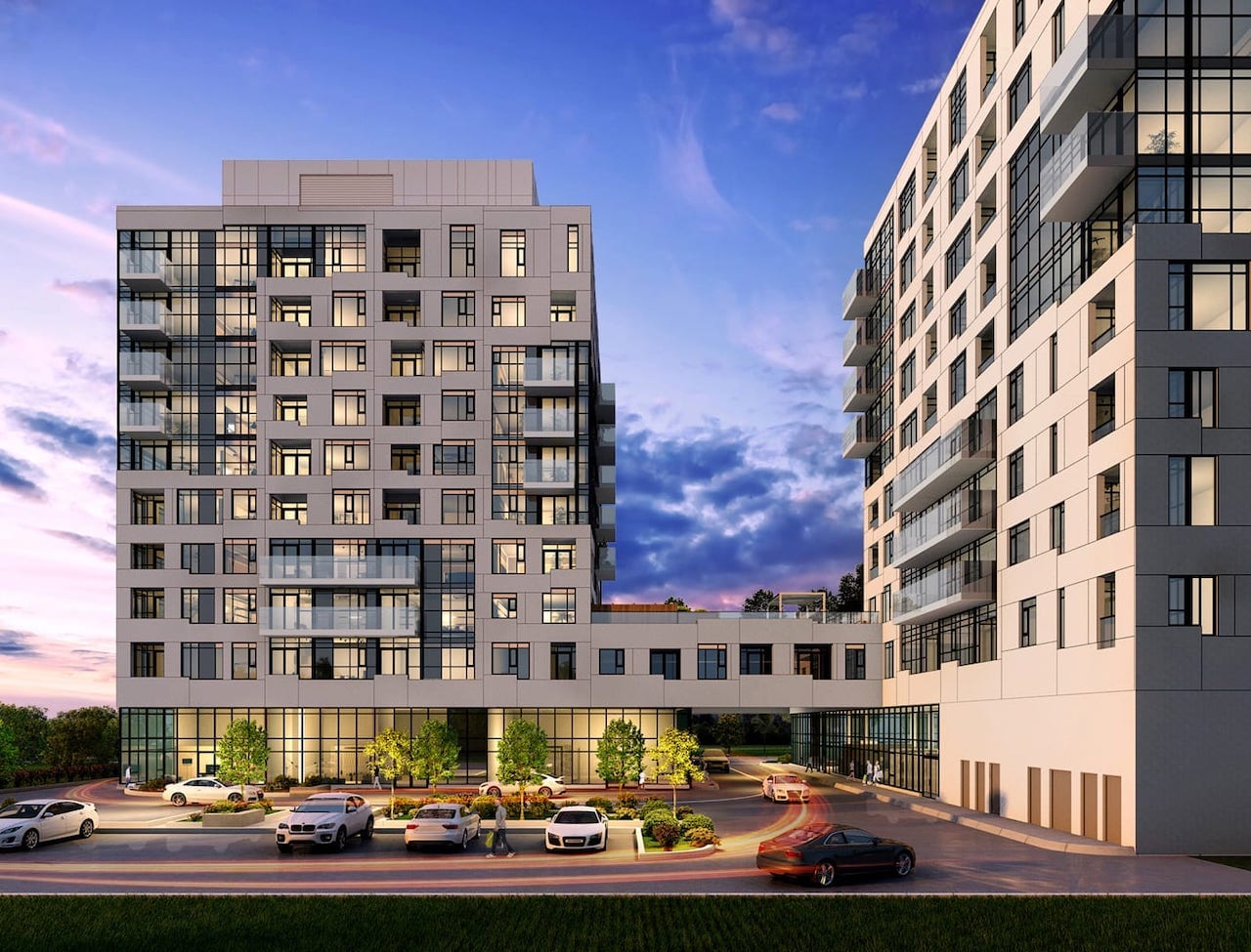Rendering of Gemini Condos exterior entrance
