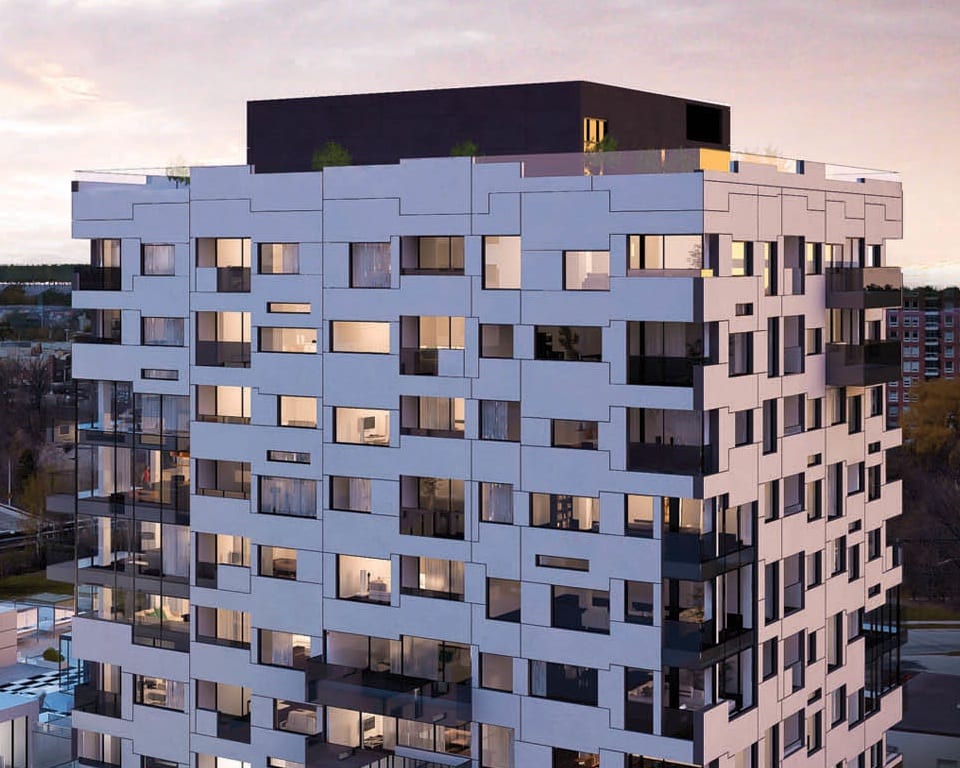 Rendering of Gemini Condos exterior details