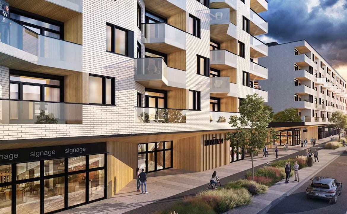 Rendering of Mondrian Condos exterior
