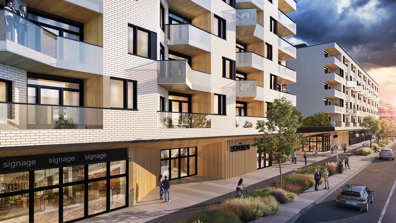 Rendering of Mondrian Condos exterior