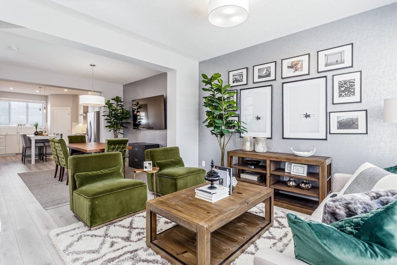 Rendering of Sirocco Homes suite interior open-concept main floor