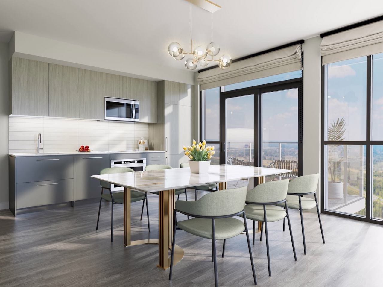 Rendering of The Highmark Condos suite interior kitchen cabinet style 2