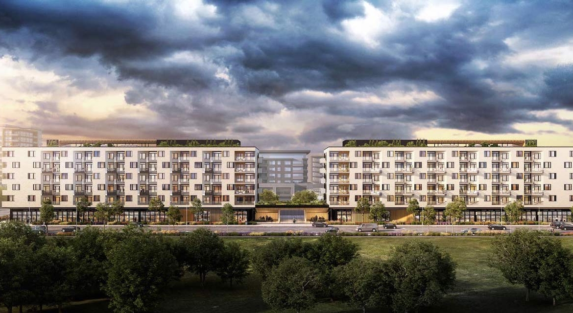 Rendering of The Mondrian Condos exterior full view