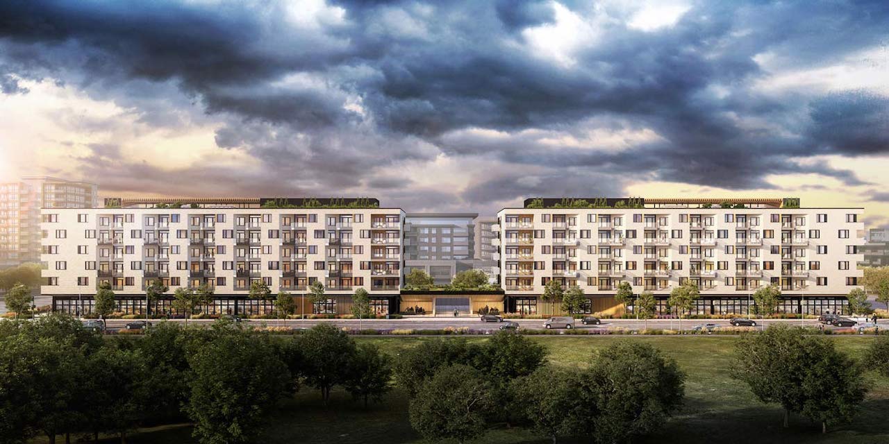 Rendering of The Mondrian Condos exterior full view