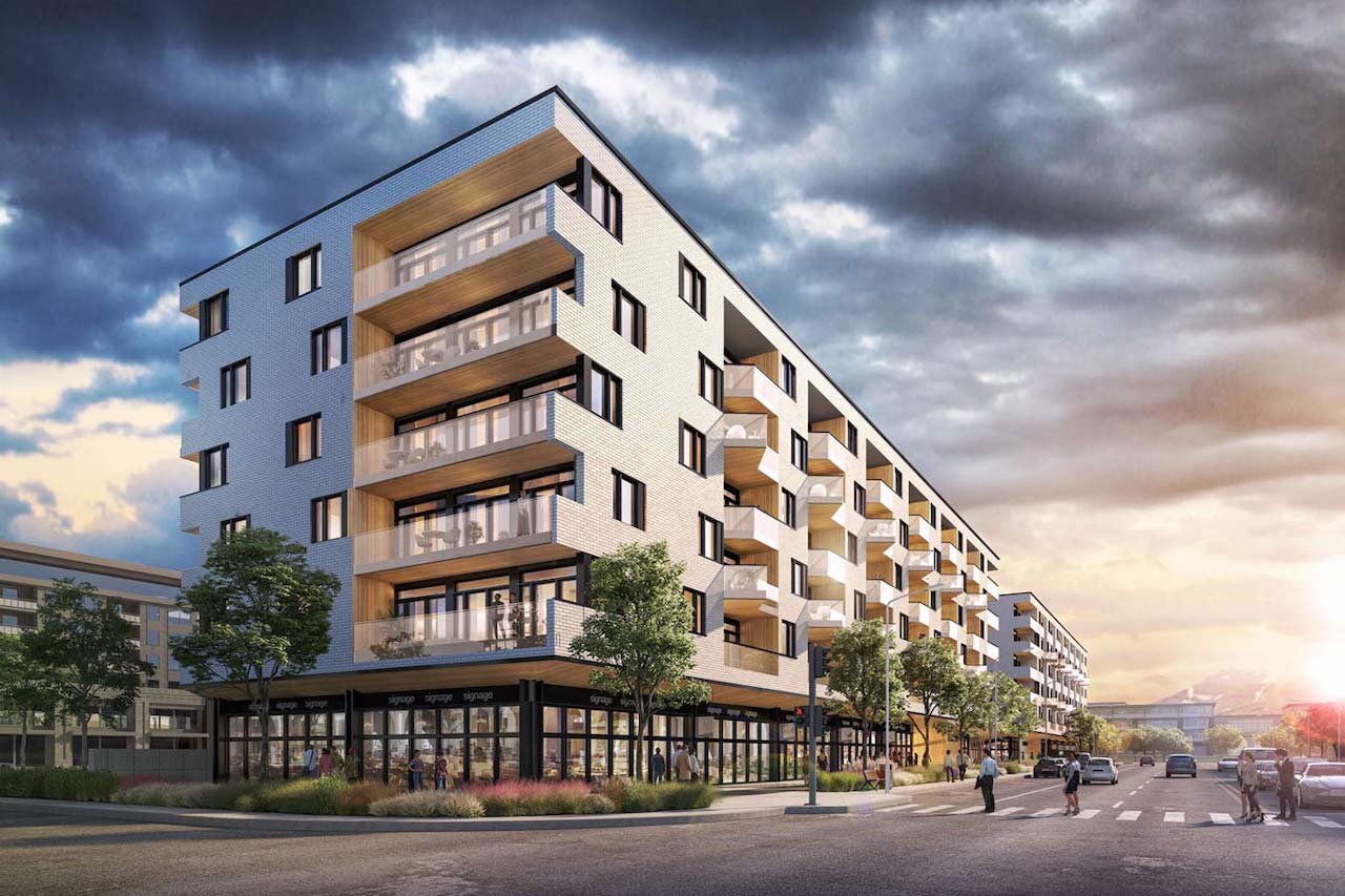 Rendering of The Mondrian Condos side view details