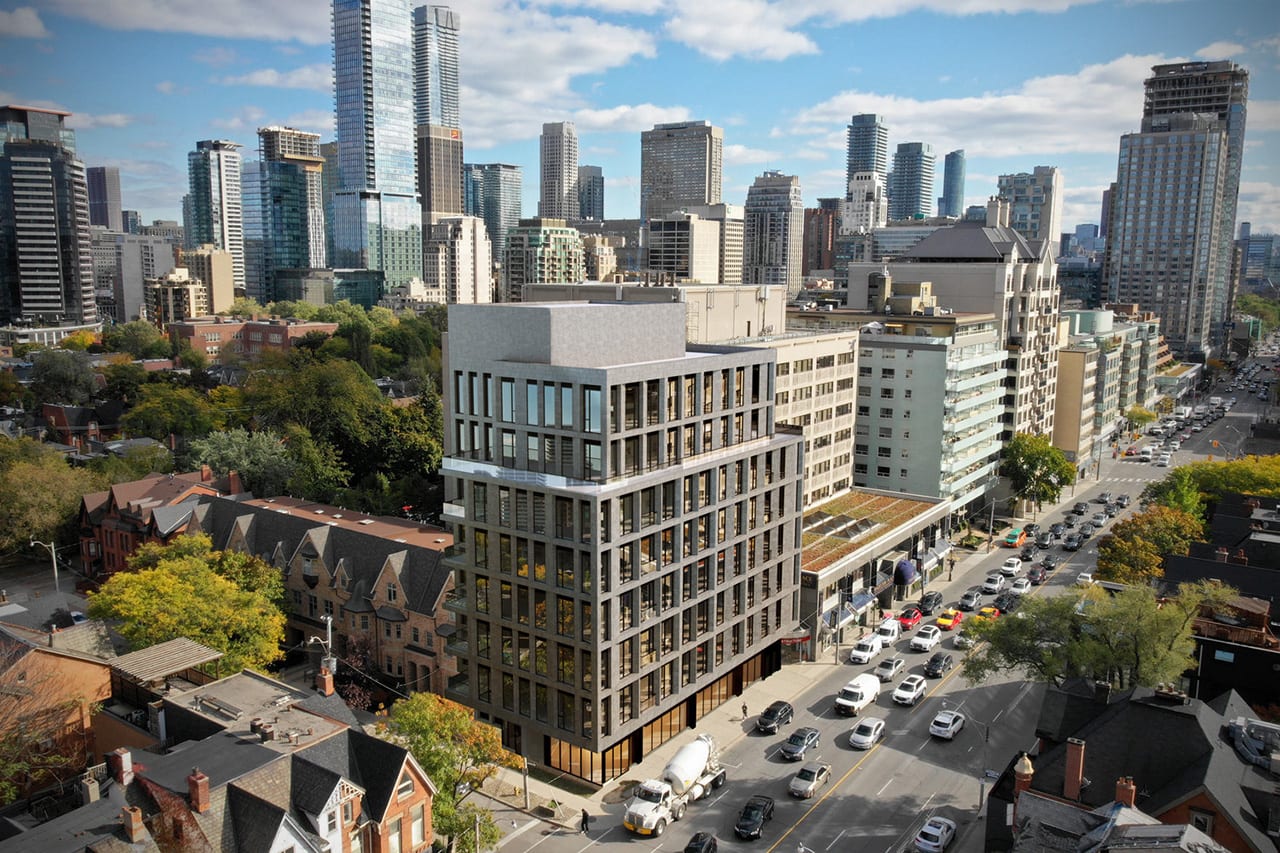 Rendering of The Webley Condos exterior aerial