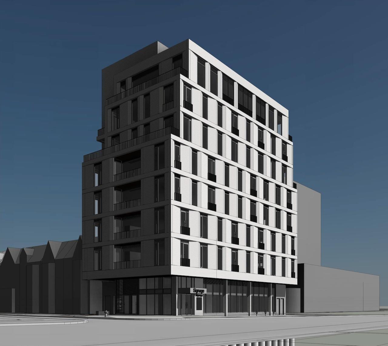 Rendering of The Webley Condos exterior old design full view