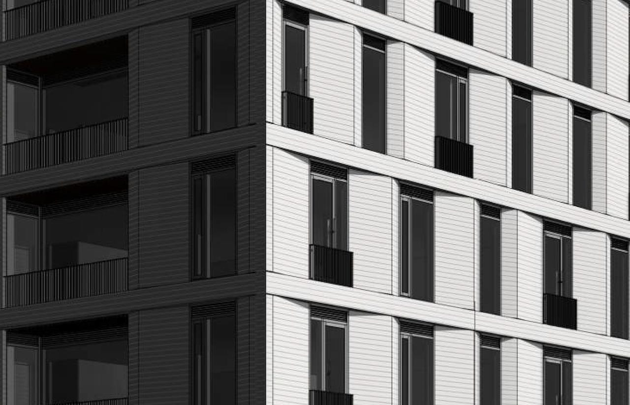Rendering of The Webley Condos exterior siding detail