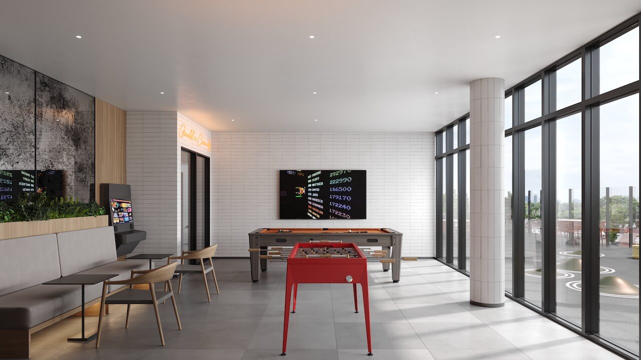Rendering of 316 Junction Condos game room