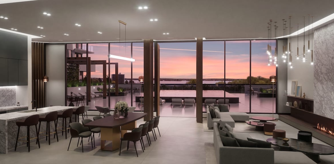 Rendering of Porta Condos social lounge