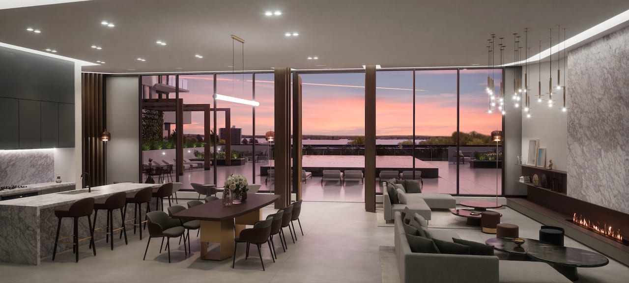 Rendering of Porta Condos social lounge