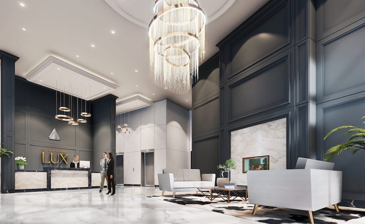 Rendering of Springbank Lux Condos lobby