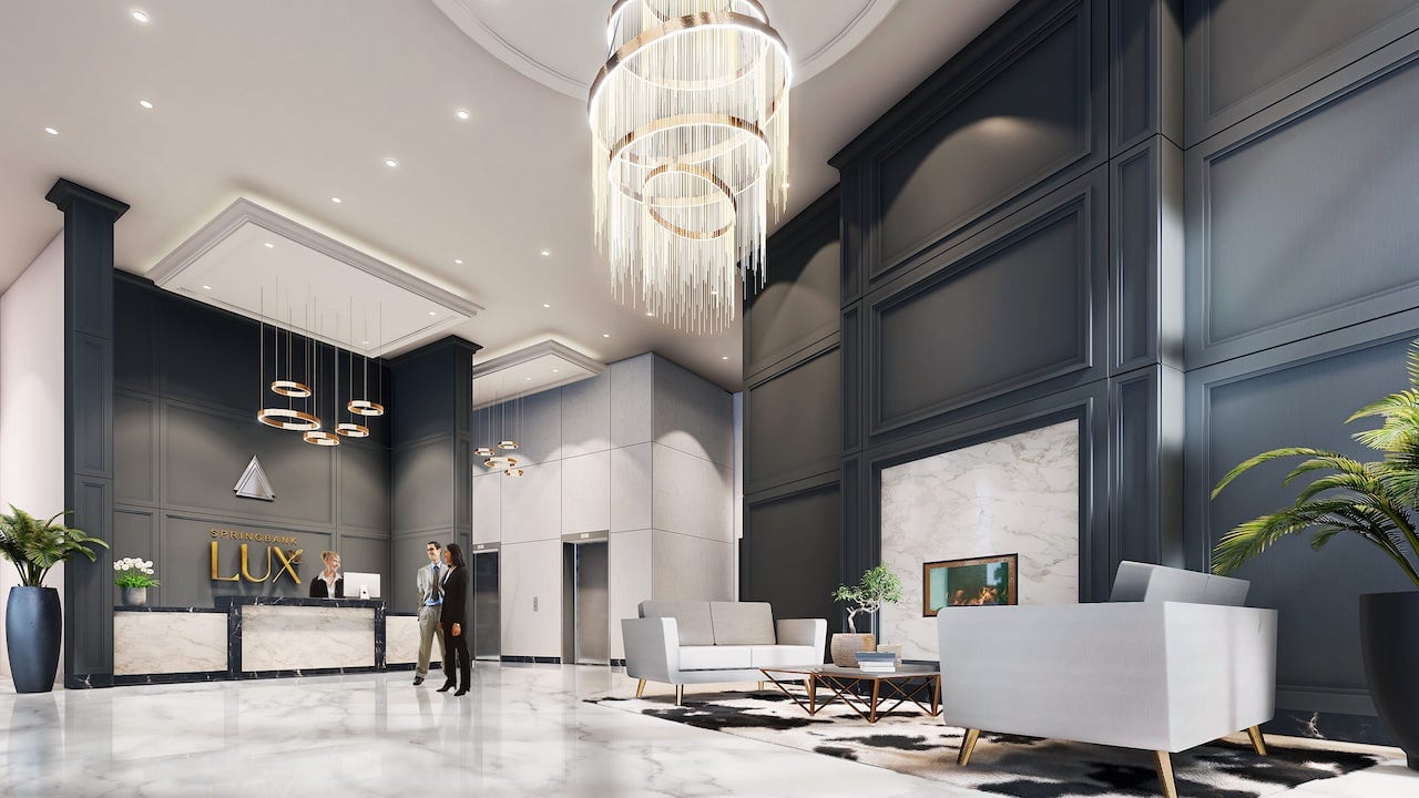 Rendering of Springbank Lux Condos lobby
