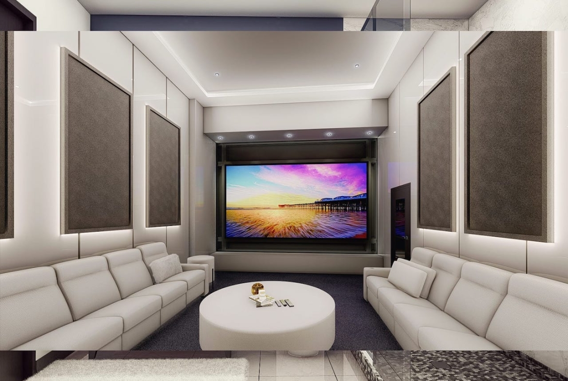 Rendering of Springbank Lux Condos media room