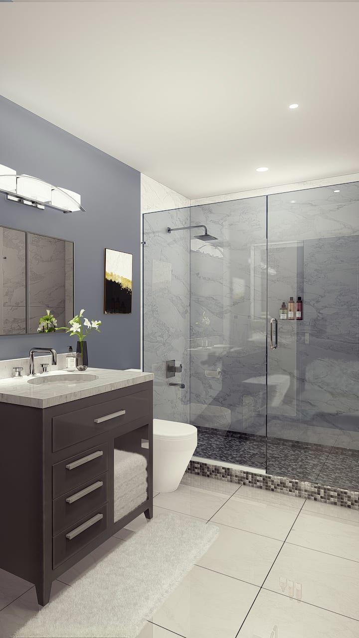 Rendering of Springbank Lux Condos suite bathroom