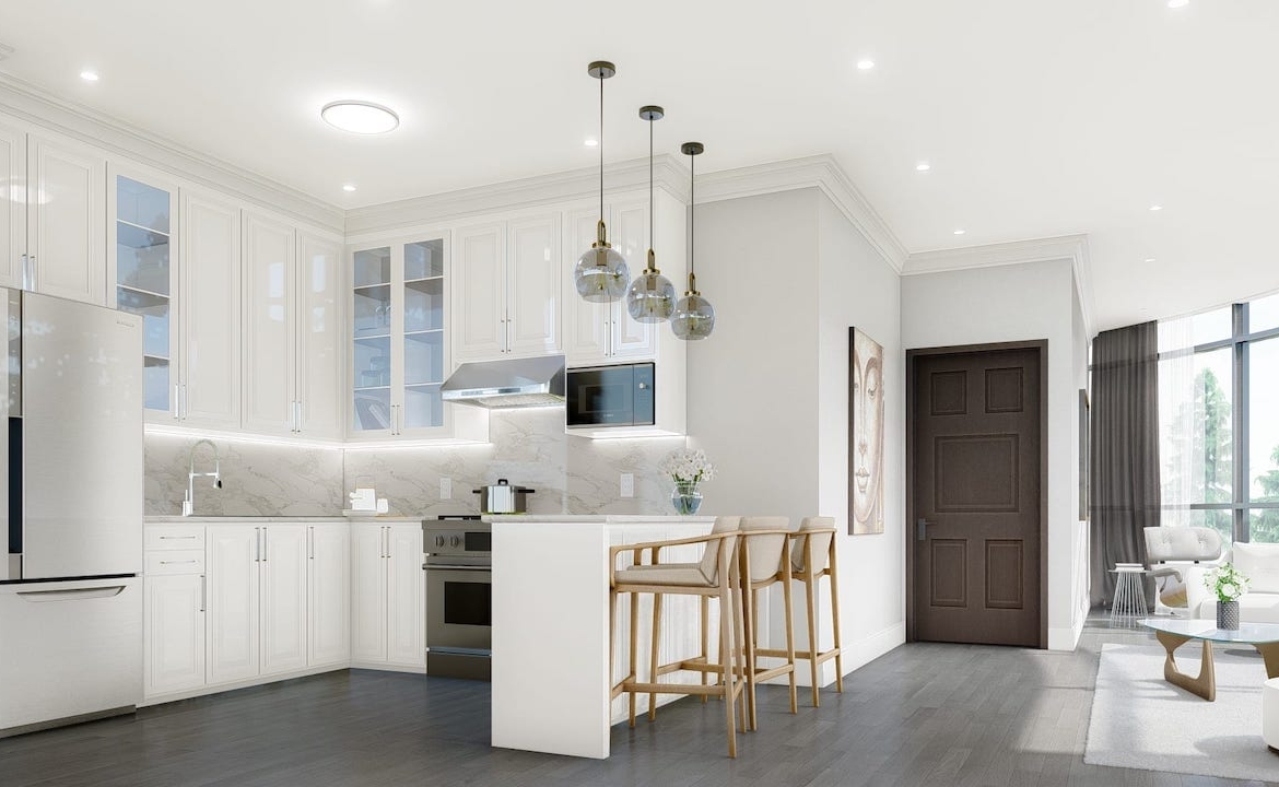 Rendering of Springbank Lux Condos suite kitchen