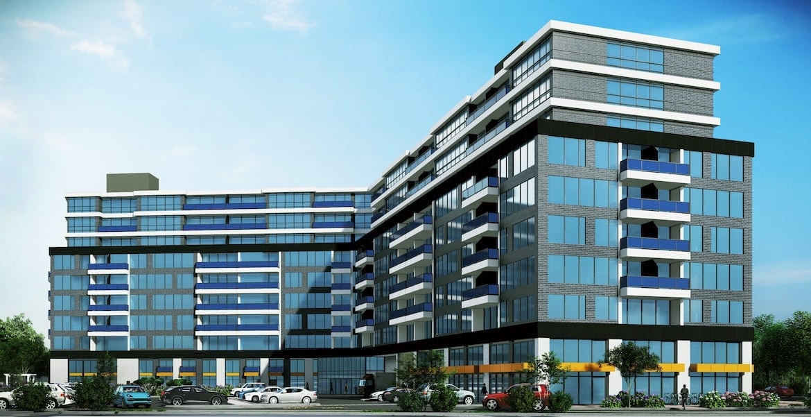 Rendering of Springbank Lux Condos exterior Gold canopy B