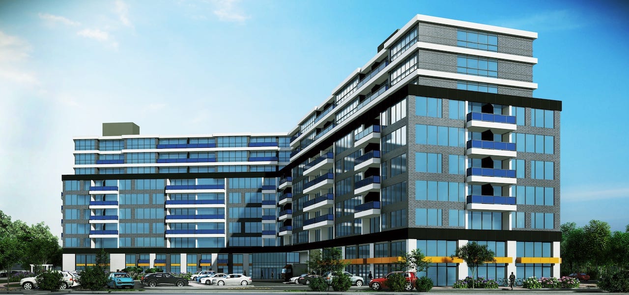 Rendering of Springbank Lux Condos exterior Gold canopy B