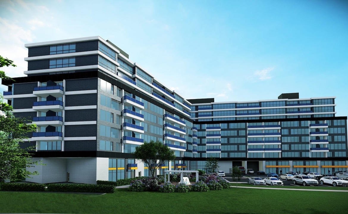 Rendering of Springbank Lux Condos exterior Gold canopy C