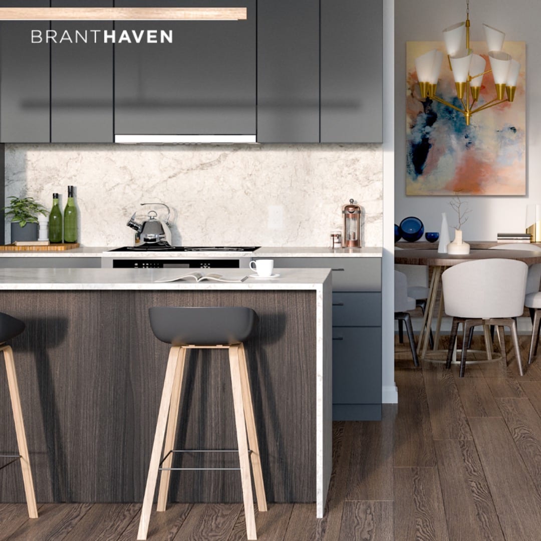 Interior rendering of High Line Condos suite kitchen