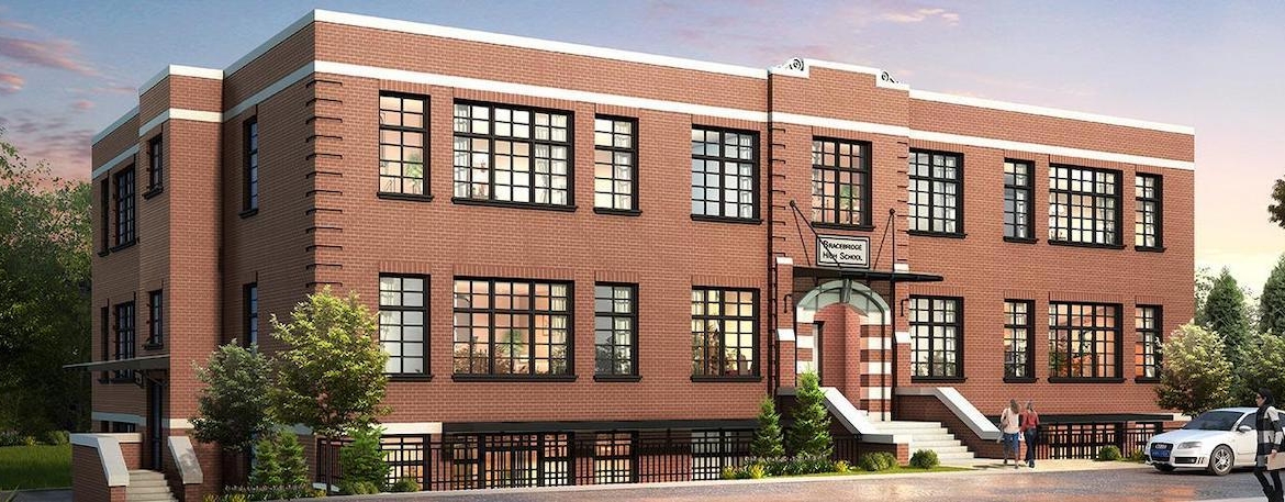 Exterior rendering of Unexusmuskoka Condos building entrance