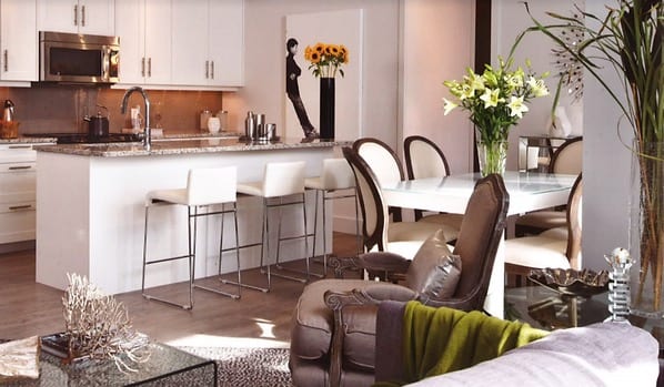 Rendering of Unexusmuskoka Condos interior suite open-concept living