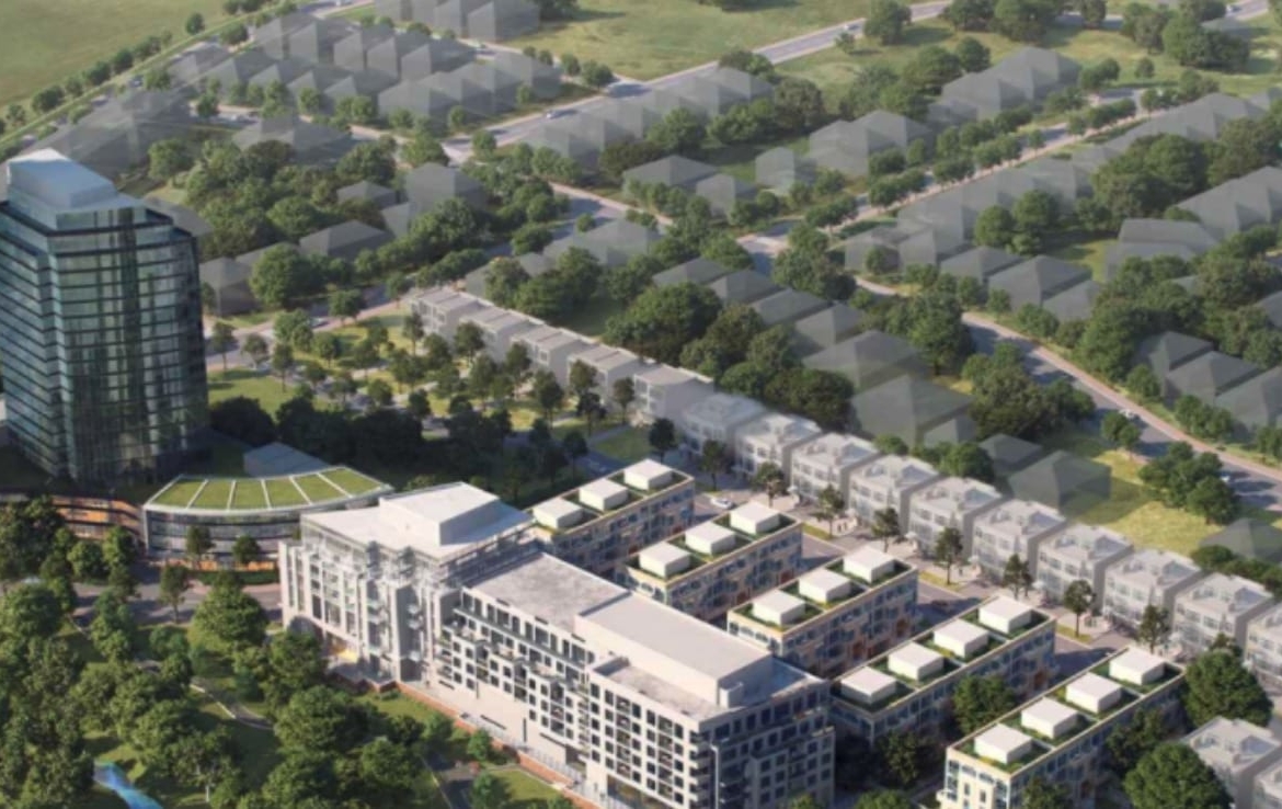 Aerial rendering of Yonge & Bernard Condos, Towns and Single Family Homes in Richmond Hill